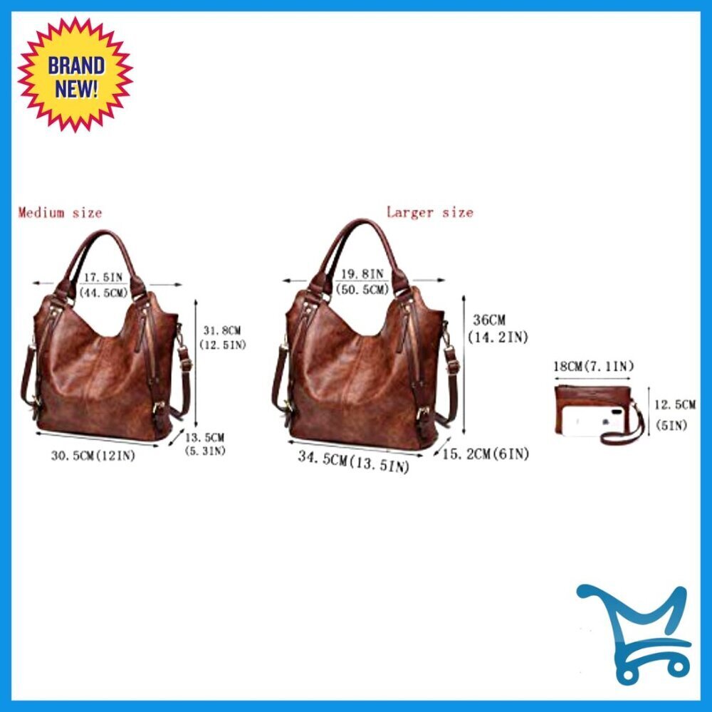 Large Capacity PU Leather Hobo Tote Bag with Adjustable Shoulder Strap - Picture 6 of 7